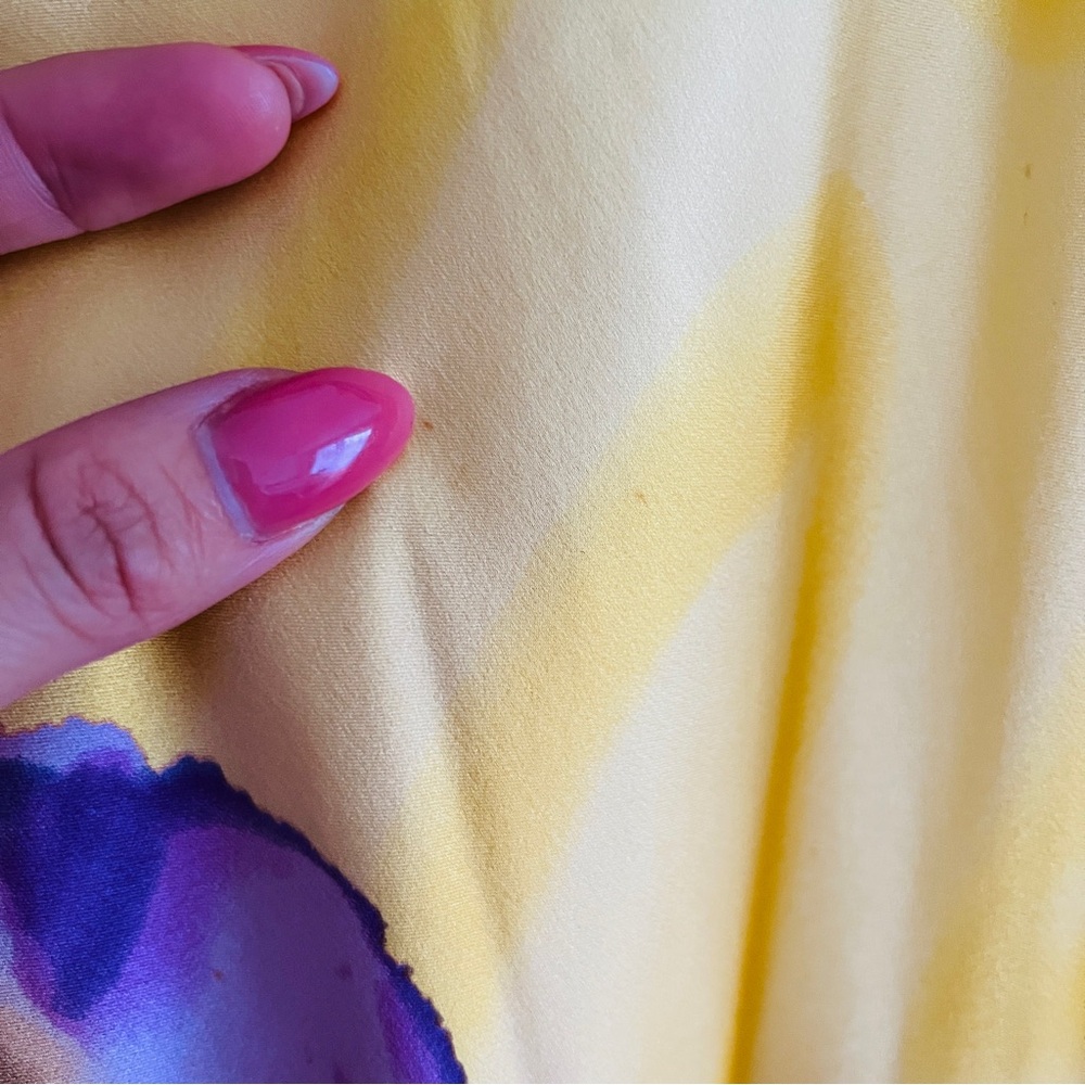 Cache Vintage Yellow Purple Floral Cutout Maxi Dress Size 6 Y2K - Picture 9 of 9